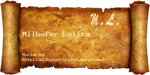 Milhofer Lolita névjegykártya